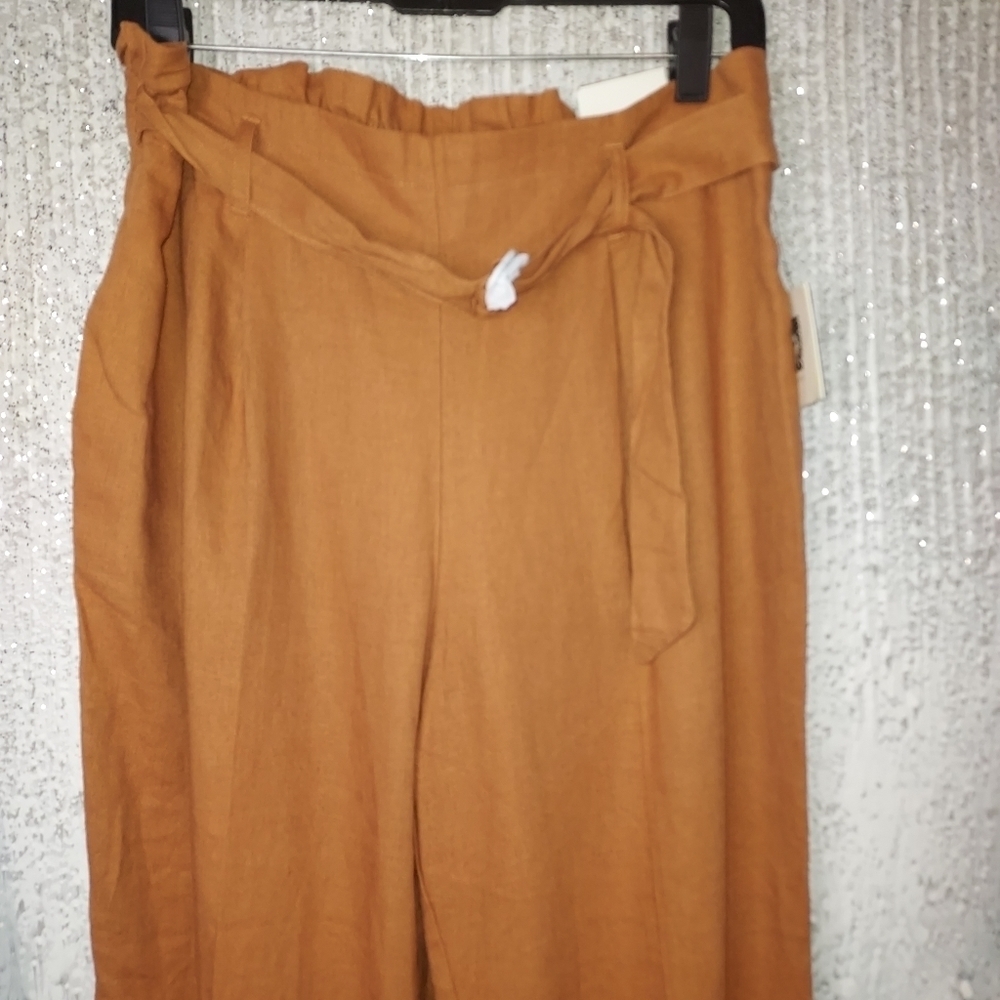 Anne Klein High Waisted Ankle length Linen blend Belted pants - Picture 2 of 6